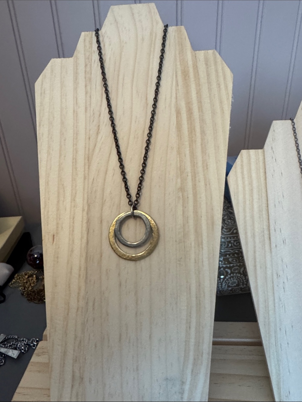 Julio Layered Circle Pendant Necklace in Antiqued Silver - Picture 2 of 6